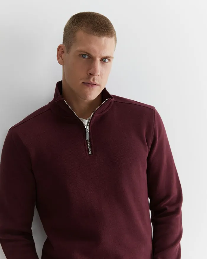 Sportscraft Branson Quarter Zip Wineberry Men Knitwear