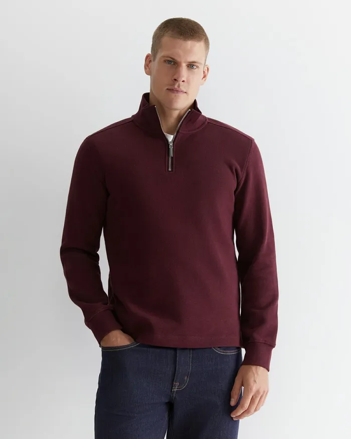 Sportscraft Branson Quarter Zip Wineberry Men Knitwear