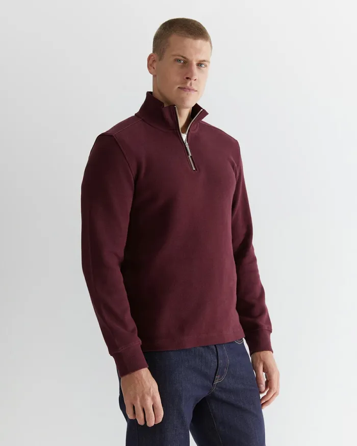 Sportscraft Branson Quarter Zip Wineberry Men Knitwear