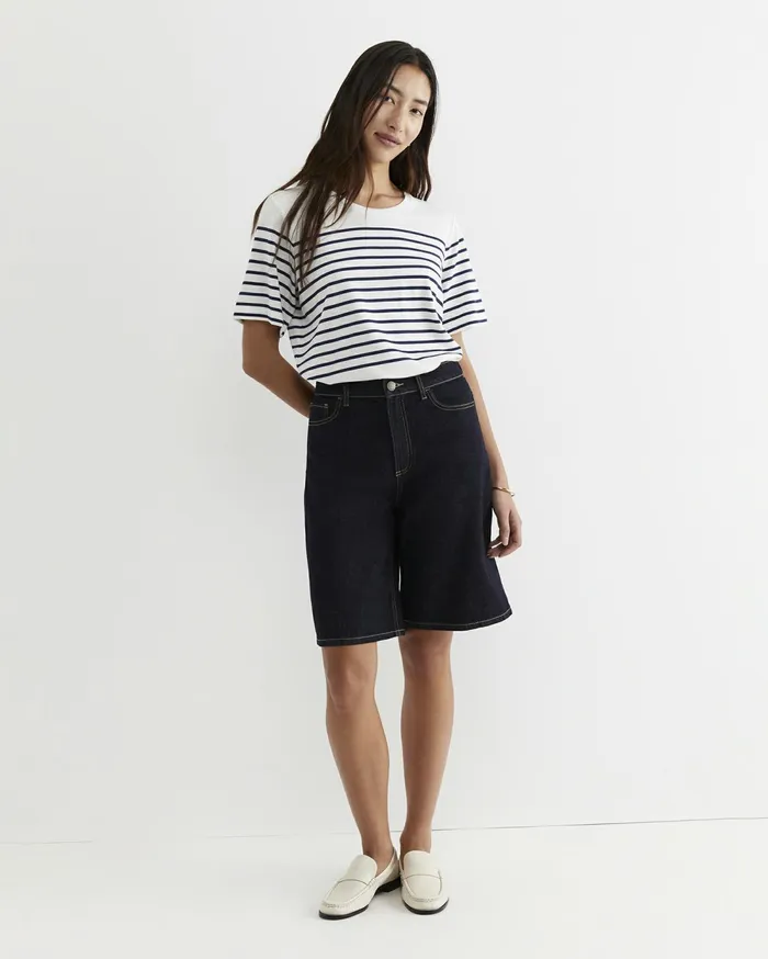 Sportscraft Britta Cropped Stripe Tee Whitenavy Women Tops and Tees
