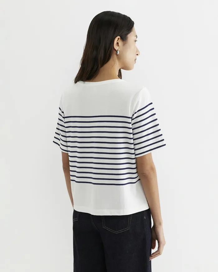 Sportscraft Britta Cropped Stripe Tee Whitenavy Women Tops and Tees