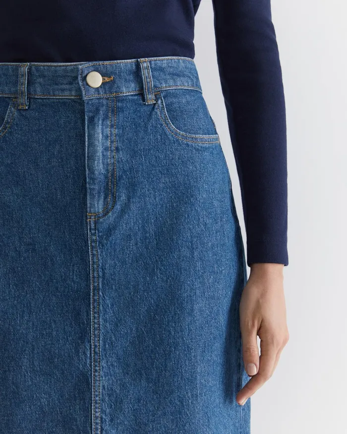 Sportscraft Brodie Denim Skirt Mid Wash Women Skirts