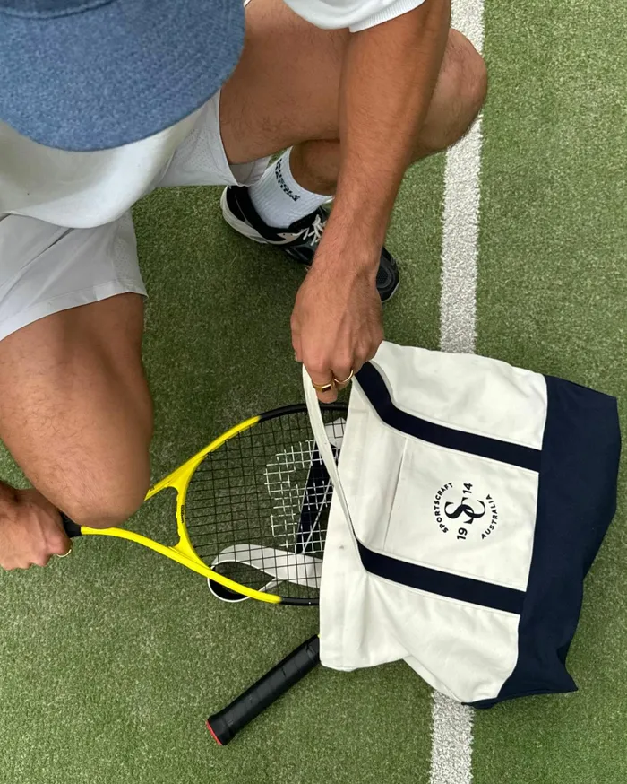 Sportscraft Club Sport Canvas Tote Ecrunavy Women Bags