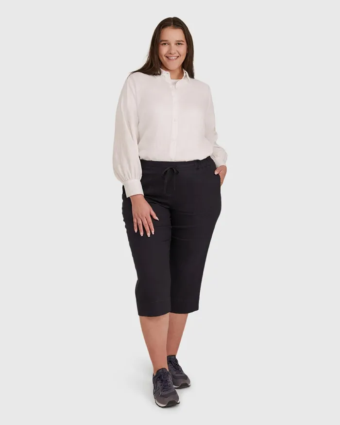 Sportscraft Crop Linen Pant Classic Navy Women Pants