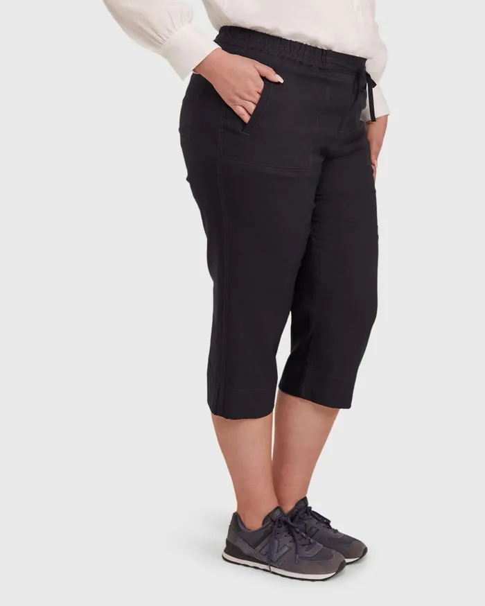 Sportscraft Crop Linen Pant Classic Navy Women Pants