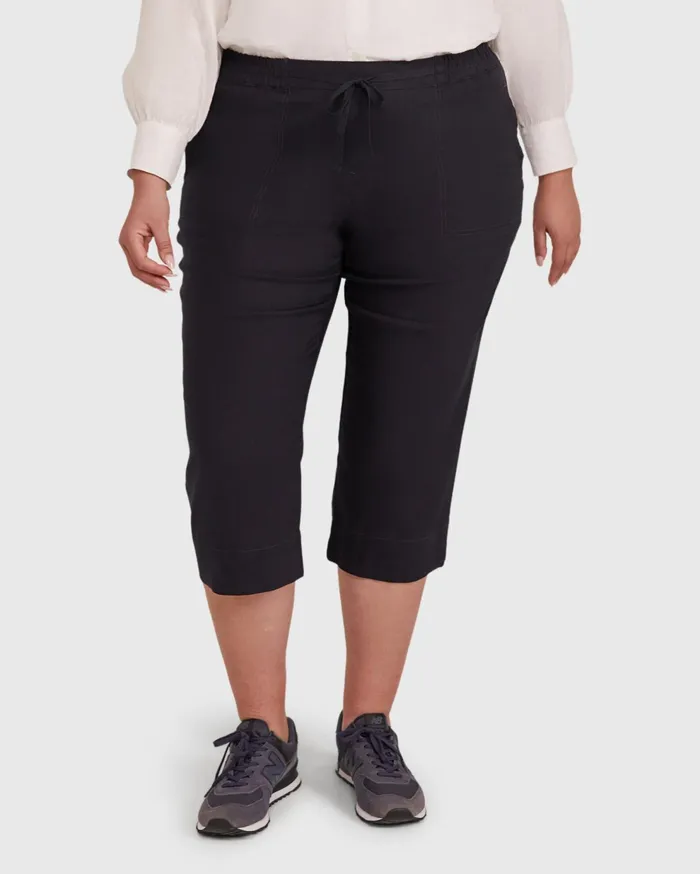 Sportscraft Crop Linen Pant Classic Navy Women Pants