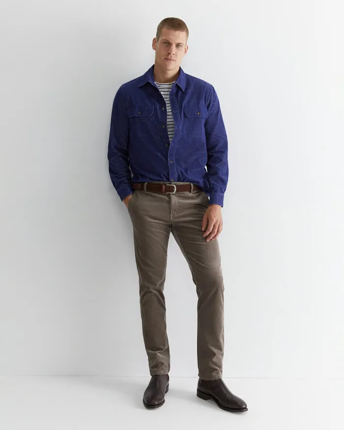 Sportscraft Cullen Cord Shirt Ball Point Blue Men Shirts