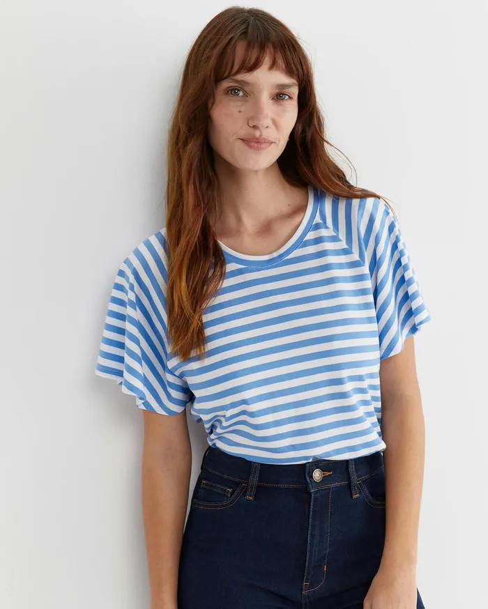 Sportscraft Flutter Short Sleeve Tee Whiteblue Women Tops and Tees