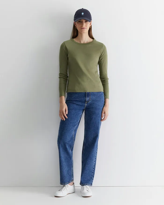 Sportscraft Heidi Long Sleeve Rib Tee Khaki Women Tops and Tees