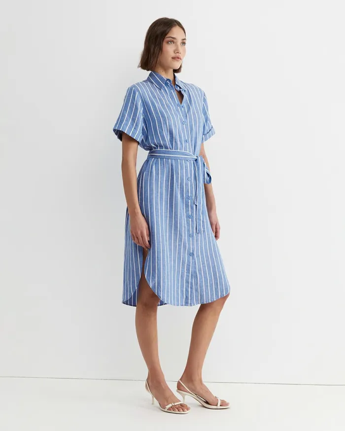 Sportscraft Hera Stripe Shirt Dress Bluewhite Women Dresses