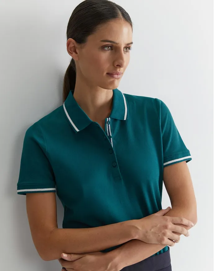 Sportscraft Jodie Pique Polo Teal Women Tops and Tees