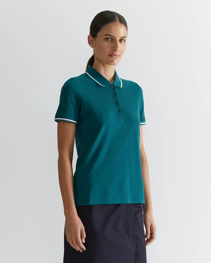 Sportscraft Jodie Pique Polo Teal Women Tops and Tees