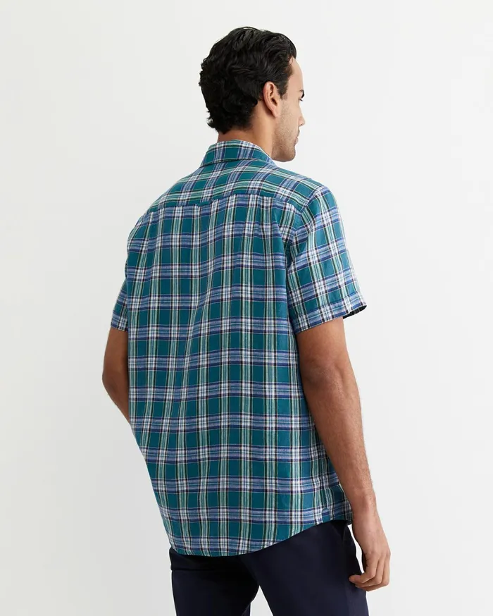 Sportscraft Johnston Short Sleeve Linen Check Shirt Multi Men Shirts