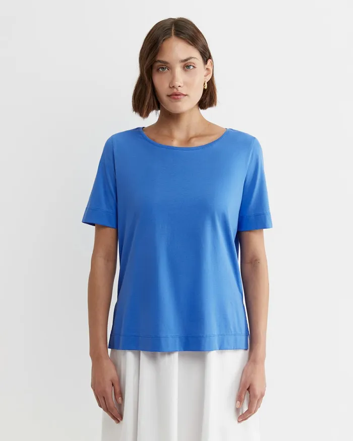Sportscraft Mercerised Cotton Tee Cerulean Women Tops and Tees