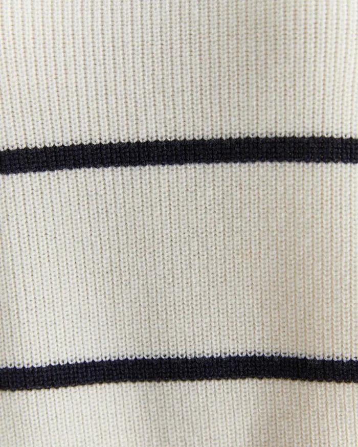 Sportscraft Merino Stripe Button Knit Whitenavy Women Knits and Cardigans