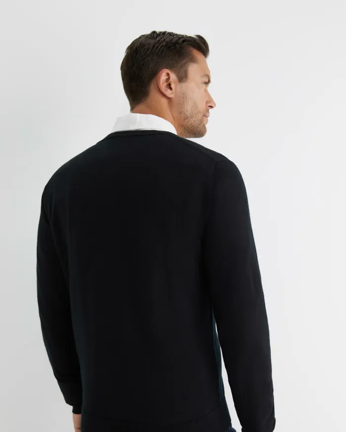 Sportscraft Merino VNeck Knit Black Men Knitwear