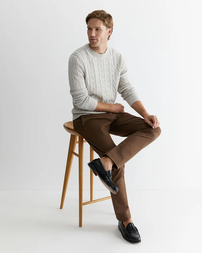 Sportscraft Munro Cable Crew Oatmeal Men Knitwear