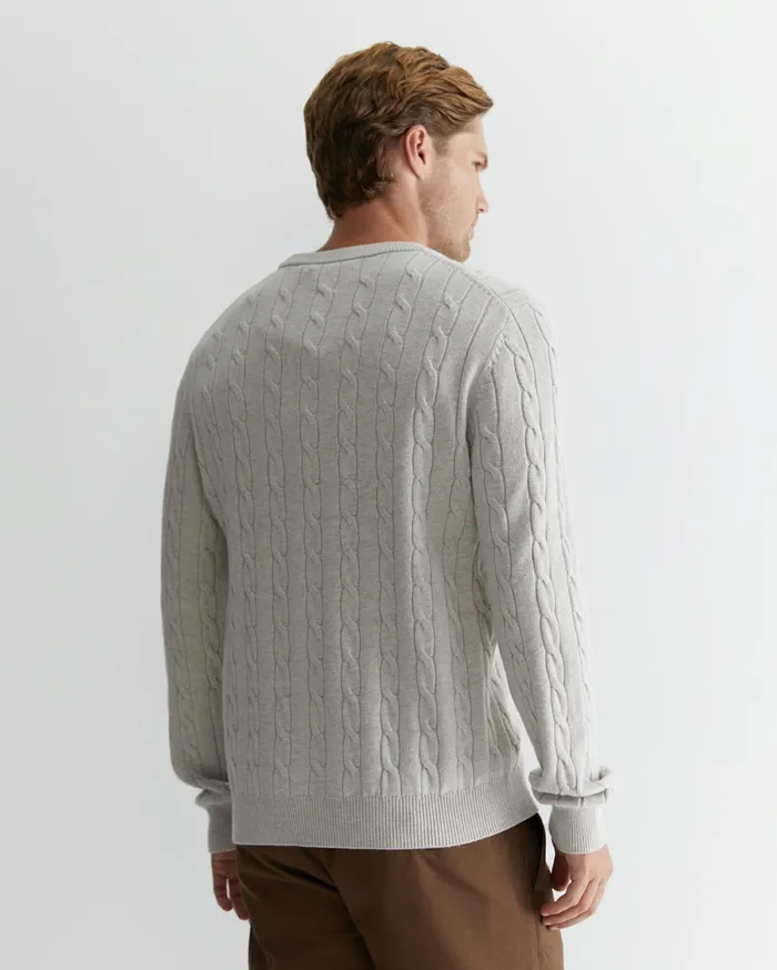 Sportscraft Munro Cable Crew Oatmeal Men Knitwear