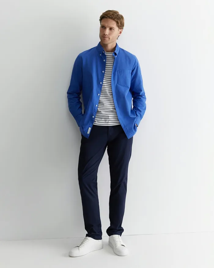 Sportscraft Oxford Long Sleeve Shirt Dutch Blue Men Shirts
