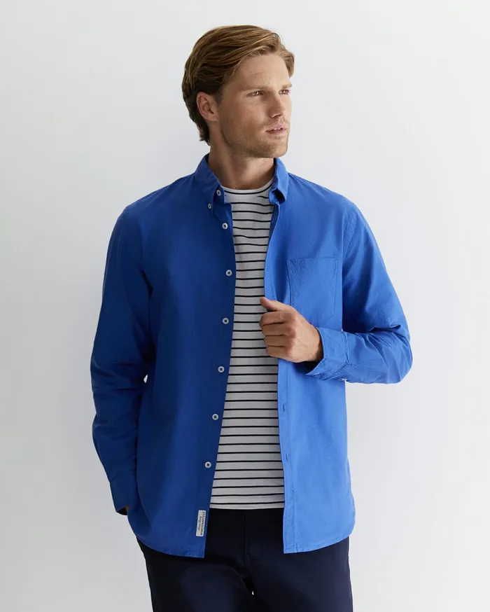 Sportscraft Oxford Long Sleeve Shirt Dutch Blue Men Shirts
