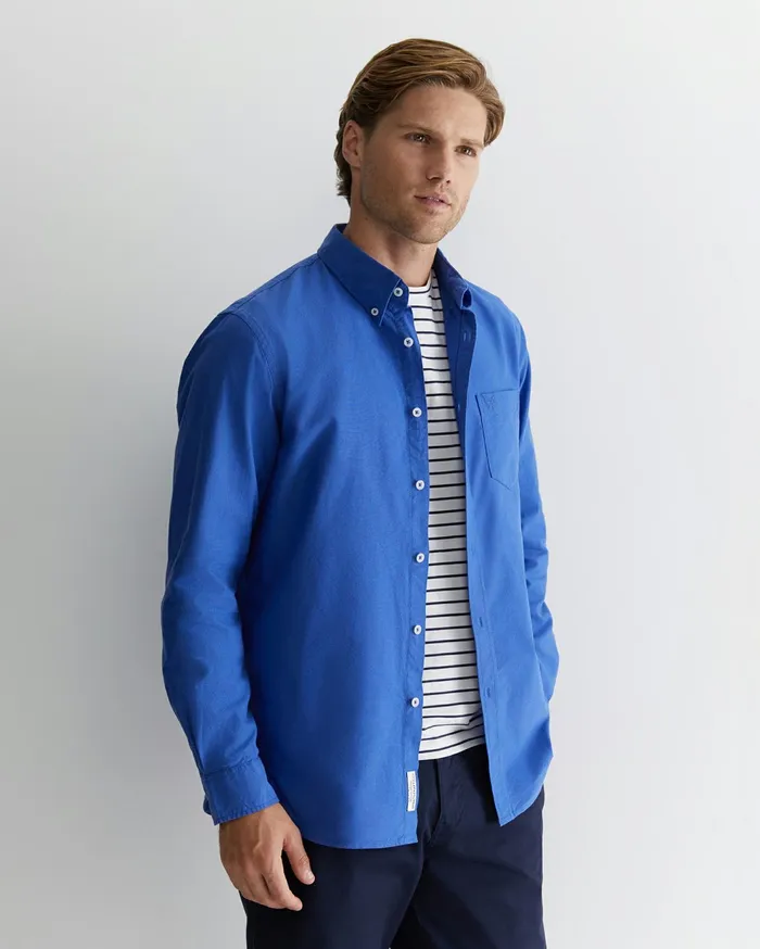 Sportscraft Oxford Long Sleeve Shirt Dutch Blue Men Shirts