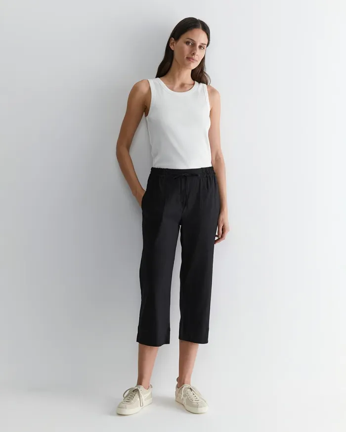 Sportscraft Rosa Crop Linen Pant Black Women Pants