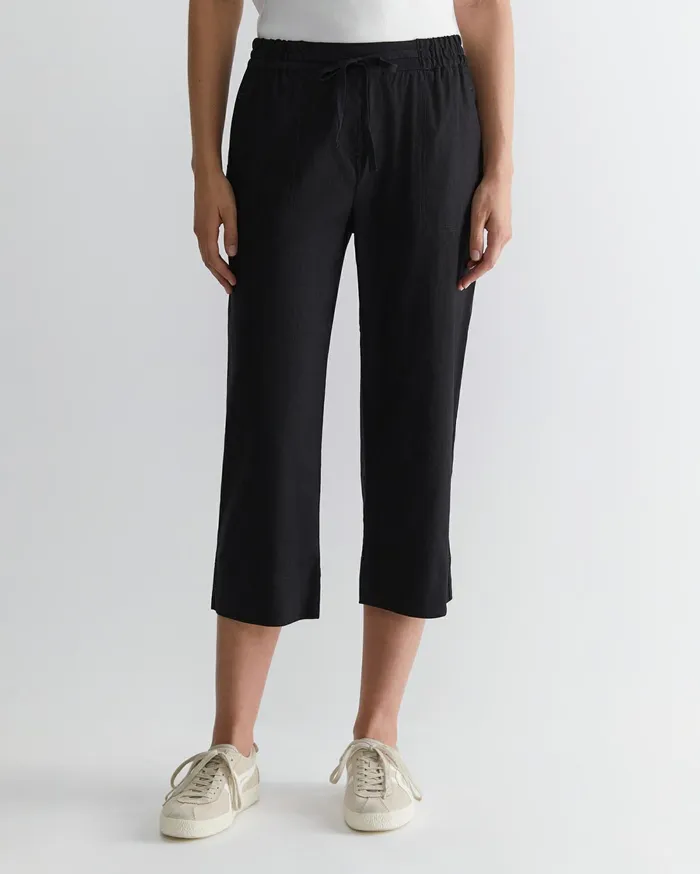 Sportscraft Rosa Crop Linen Pant Black Women Pants