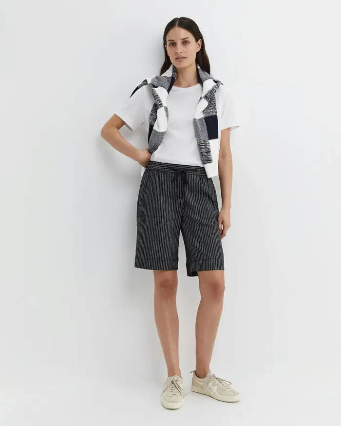 Sportscraft Rosa Stripe Linen Short Navywhite Women Shorts
