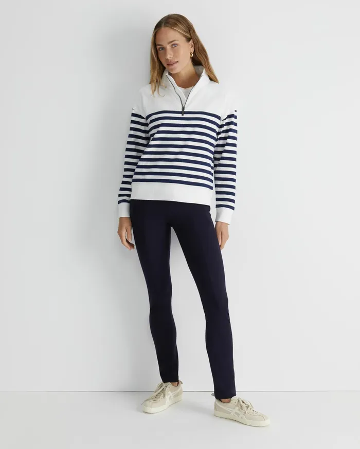 Sportscraft SC Quarter Zip Sweat Ivorynavy Women Knits and Cardigans