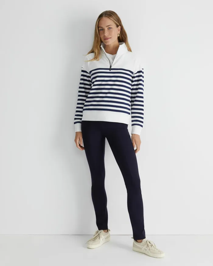 Sportscraft SC Quarter Zip Sweat Ivorynavy Women Knits and Cardigans