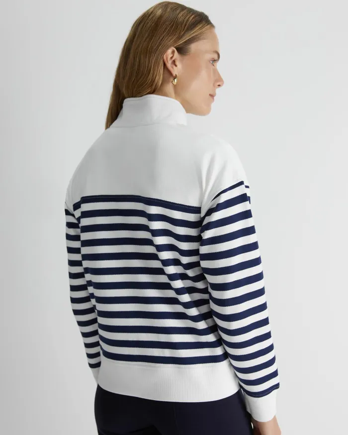 Sportscraft SC Quarter Zip Sweat Ivorynavy Women Knits and Cardigans