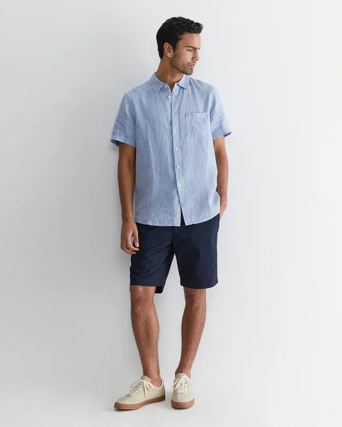 Sportscraft Short Sleeve Linen Shirt Chambray Men Shirts