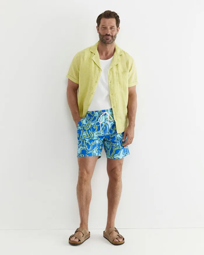 Sportscraft Short Sleeve Stanton Linen Shirt Lime Men Shirts