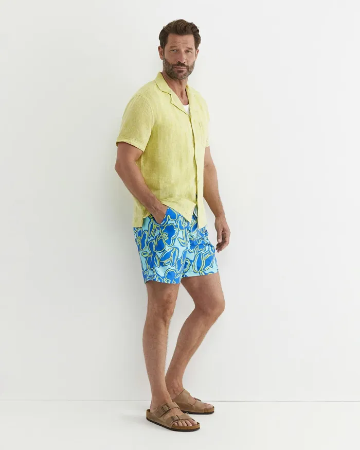 Sportscraft Short Sleeve Stanton Linen Shirt Lime Men Shirts
