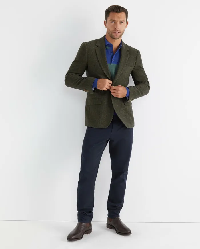 Sportscraft Stripe Wool Knit Polo Navy Multi Men Knitwear