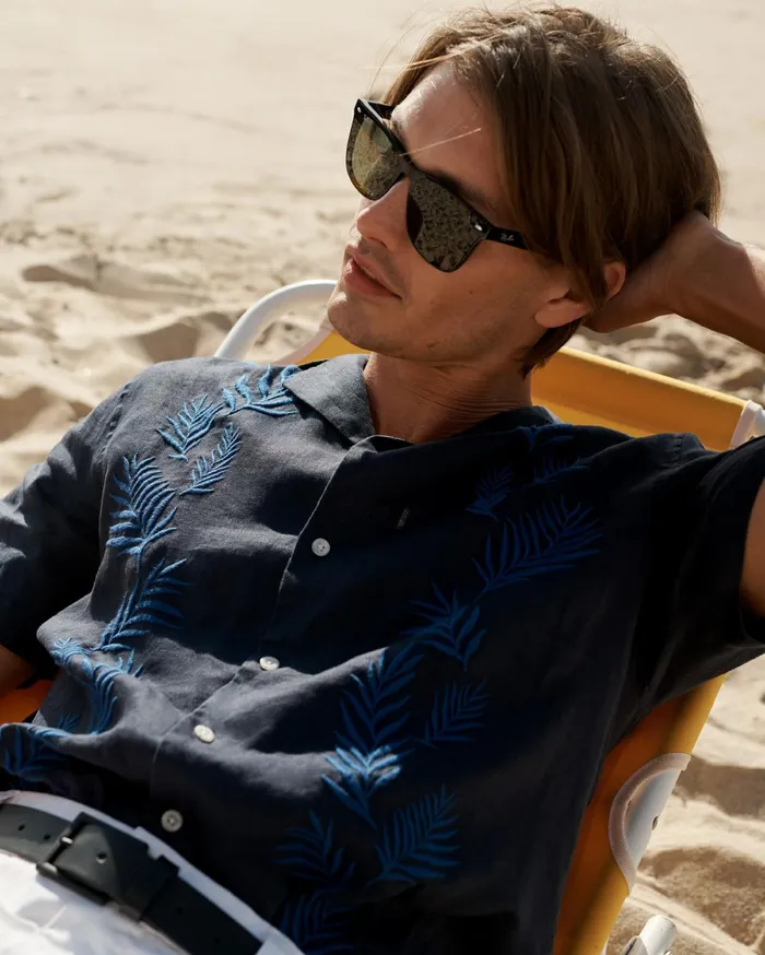 Sportscraft Toohey Short Sleeve Linen Shirt Navy Men Shirts