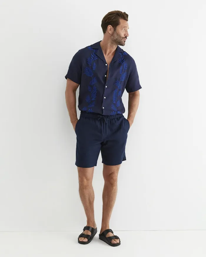 Sportscraft Toohey Short Sleeve Linen Shirt Navy Men Shirts