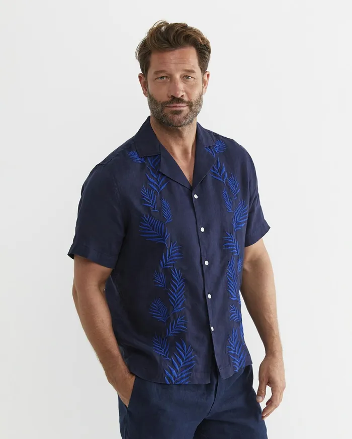 Sportscraft Toohey Short Sleeve Linen Shirt Navy Men Shirts