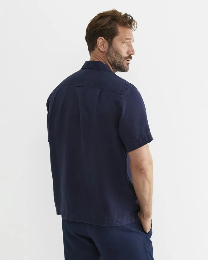 Sportscraft Toohey Short Sleeve Linen Shirt Navy Men Shirts