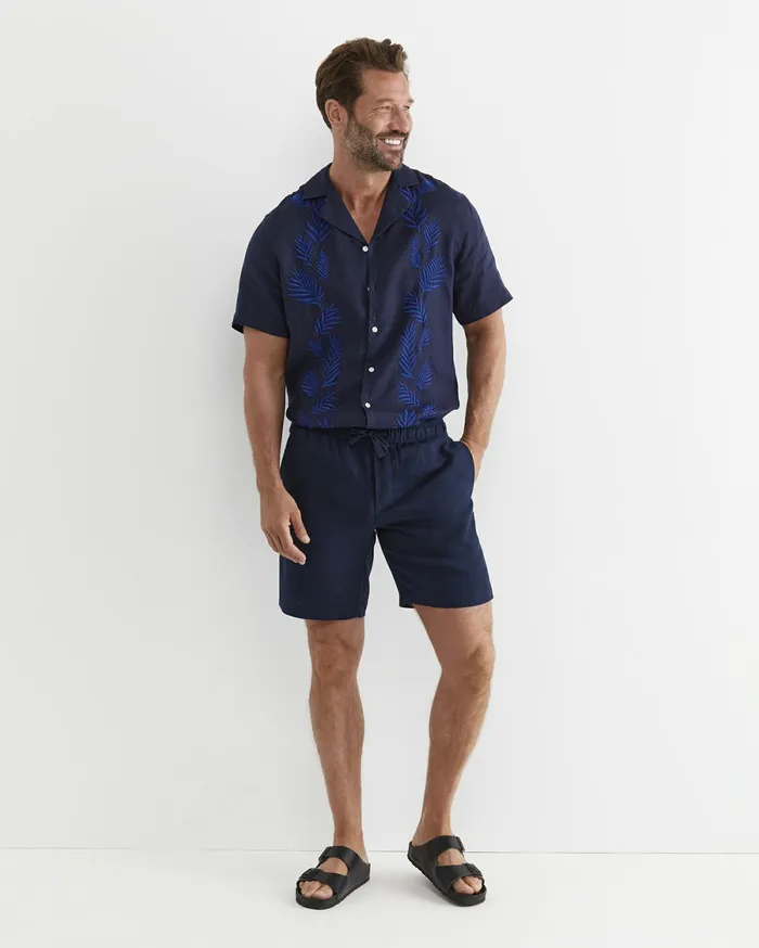 Sportscraft Toohey Short Sleeve Linen Shirt Navy Men Shirts