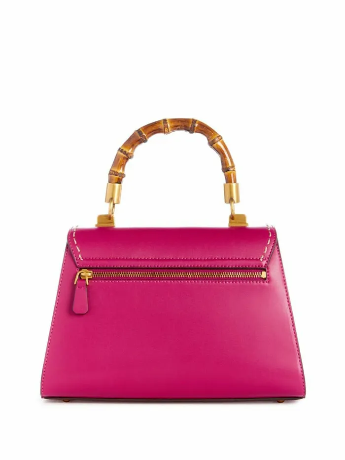Stephi Bamboo Handle Mini Satchel Magenta Handbags GUESS Women