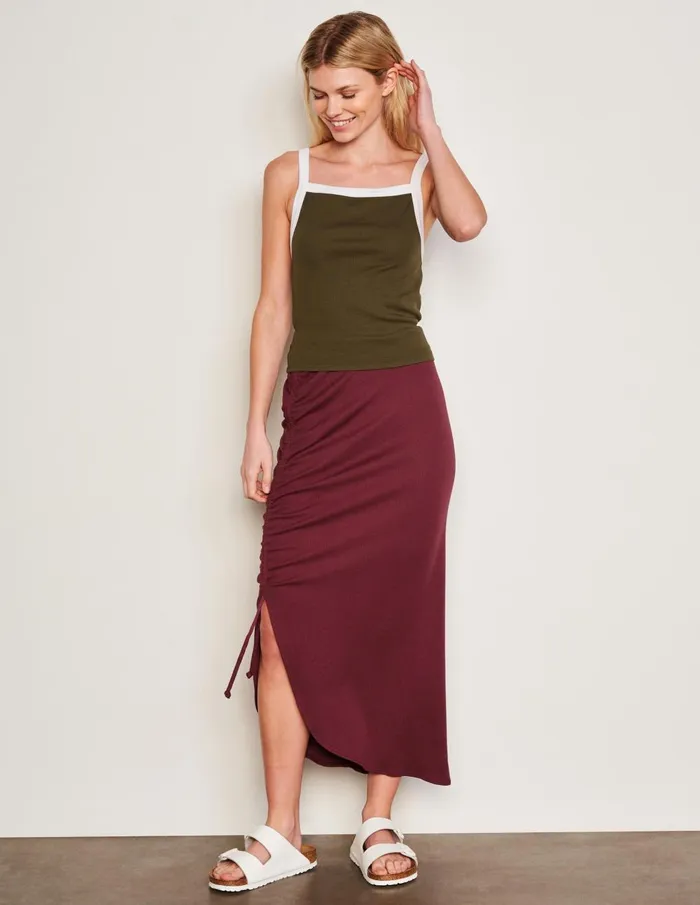 Sundry Clothing Skirts Women Women039s Shirred Midi Skirt In Merlot Merlot