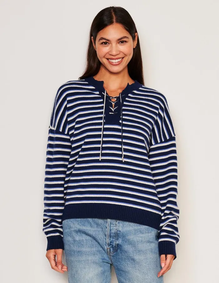 Sundry Clothing Sweaters Women Women039s Stripes Lace Up Sweater In Oyster Oyster Sundry Clothing Sweaters Women Women039s Stripes Lace Up Sweater In Oyster Oyster
