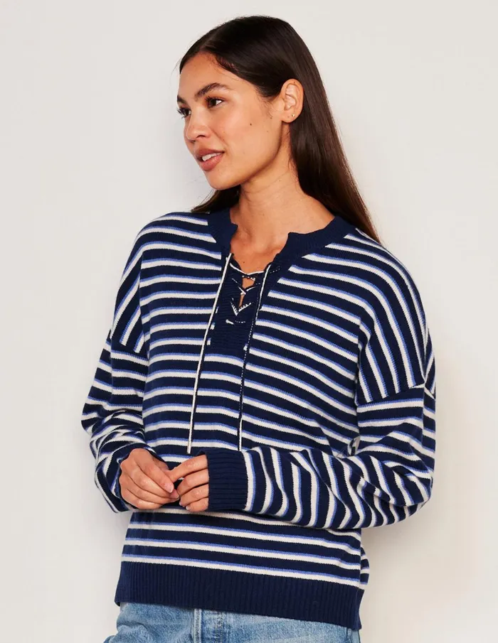 Sundry Clothing Sweaters Women Women039s Stripes Lace Up Sweater In Oyster Oyster Sundry Clothing Sweaters Women Women039s Stripes Lace Up Sweater In Oyster Oyster