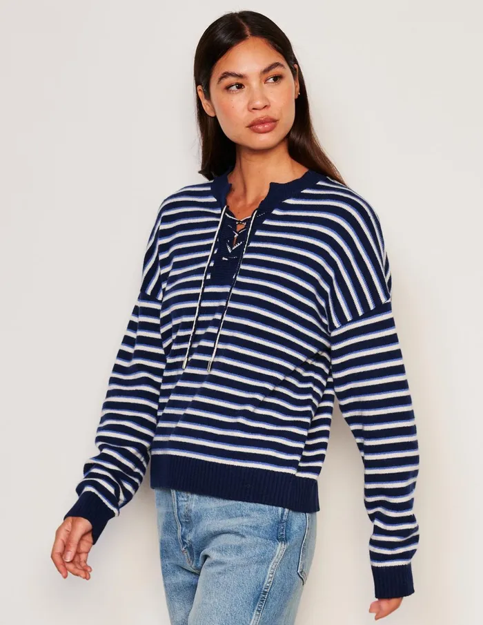Sundry Clothing Sweaters Women Women039s Stripes Lace Up Sweater In Oyster Oyster Sundry Clothing Sweaters Women Women039s Stripes Lace Up Sweater In Oyster Oyster