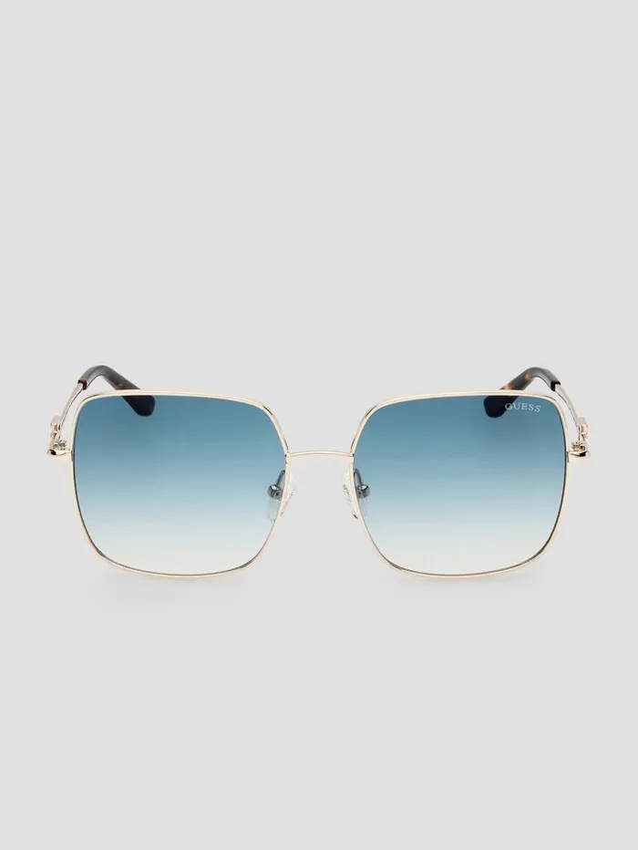Sunglasses GUESS Women Oversized Square G Metal Sunglasses Gld