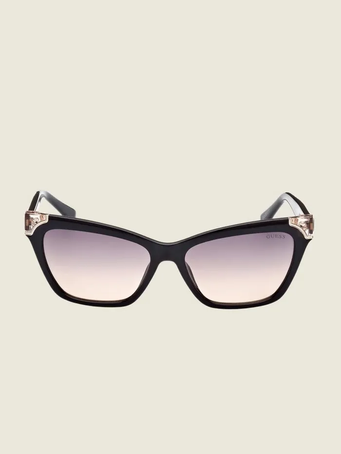 Sunglasses Tortoise Plastic Square Sunglasses Silver GUESS Women