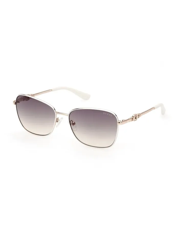 Sunglasses Women GUESS Butterfly Metal Colored Trim Sunglasses White Sunglasses Women GUESS Butterfly Metal Colored Trim Sunglasses White