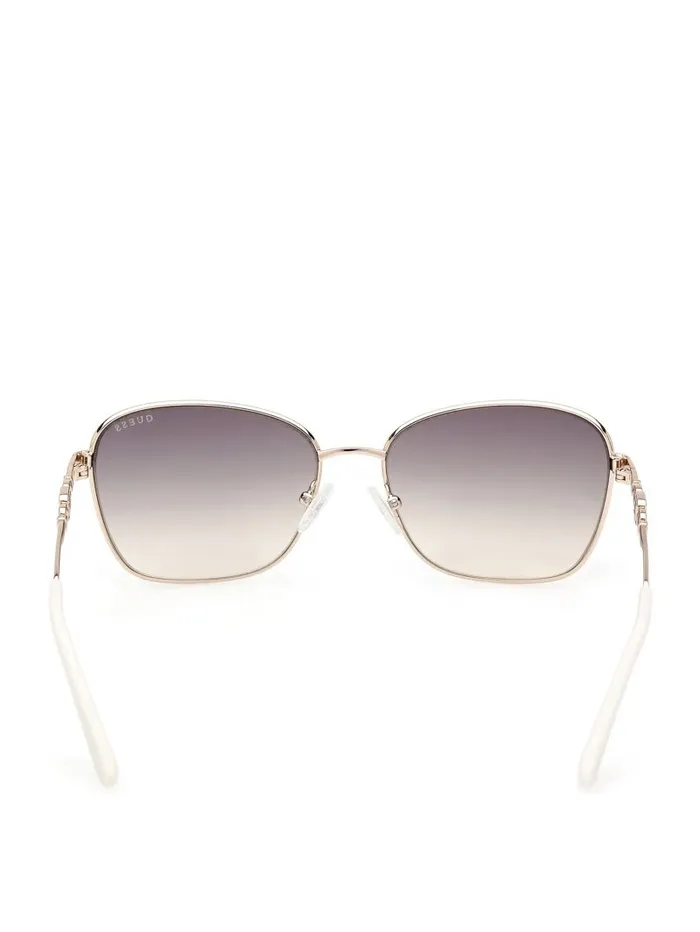 Sunglasses Women GUESS Butterfly Metal Colored Trim Sunglasses White Sunglasses Women GUESS Butterfly Metal Colored Trim Sunglasses White