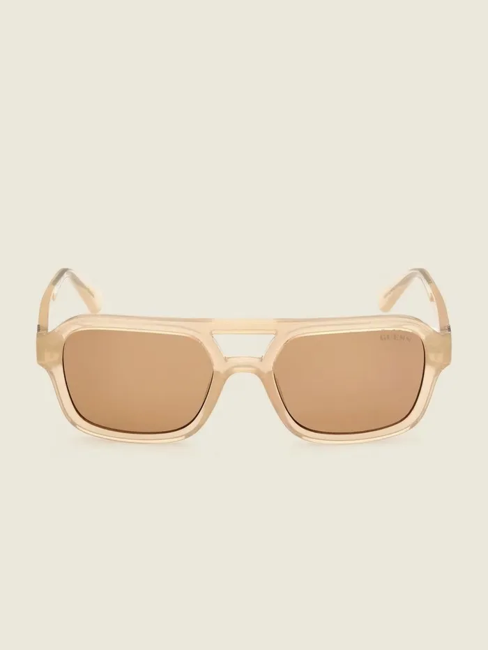 Sunglasses WomenMen GUESS Originals Aviator Sunglasses Shiny Beige Brown GUESS Sunglasses WomenMen GUESS Originals Aviator Sunglasses Shiny Beige Brown GUESS